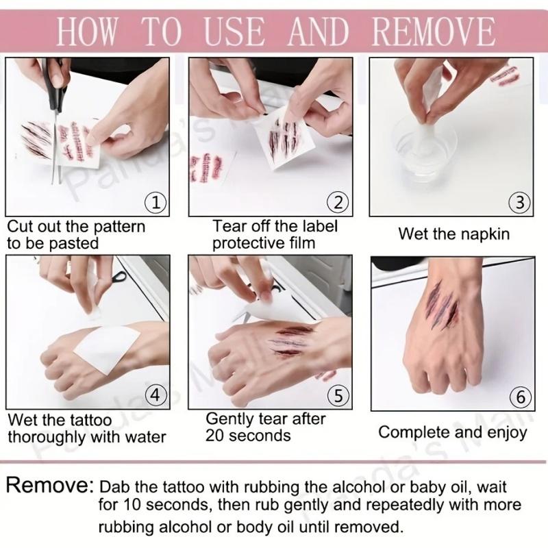 3D Fake Scar Tattoos Sticker Body Face Realistic Scab Temporary Tattoos Halloween Horror Wound Bloody DIY Makeup Stickers