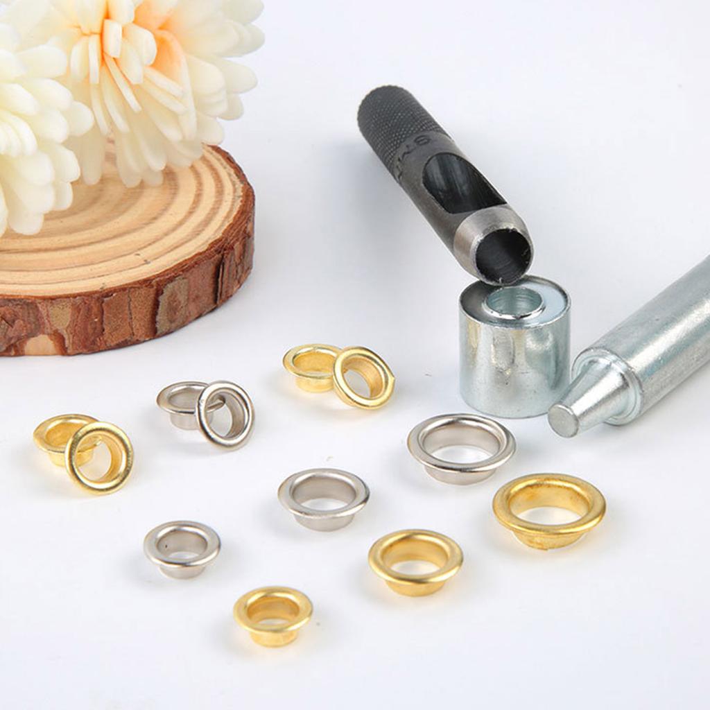 100Pcs 6mm/8mm/10mm Metal Grommets Kits Eyelet Punch Set Metal Eyelets and Grommet Sets for Leathers/Fabric/Belt/Shoes