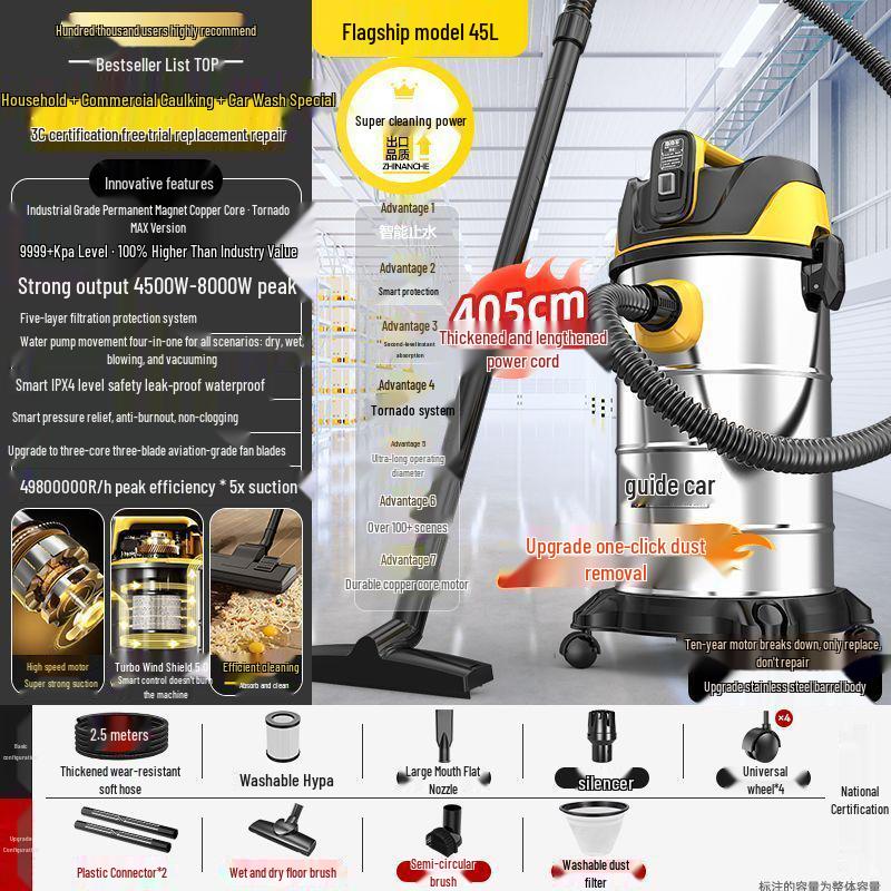 Versatile Industrial & Household Vacuum Cleaner: Powerful Suction, Wet/Dry Use for Cars & Initial Cleaning