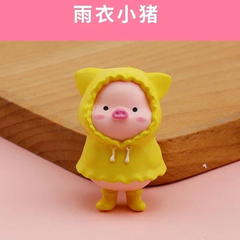 Cute Cartoon Pink Pig Figurine Miniaturas Ornament Resin Piggy Statue Collection Toy Fairy Garden Mini Miniatures