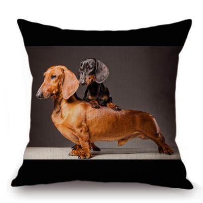 18 "Carino Wiener Dog Decorazione della casa Cuscino in cotone e lino Nero Marrone Bassotto Cani da compagnia Cuscino per auto Sedia da ufficio Cuscini vita