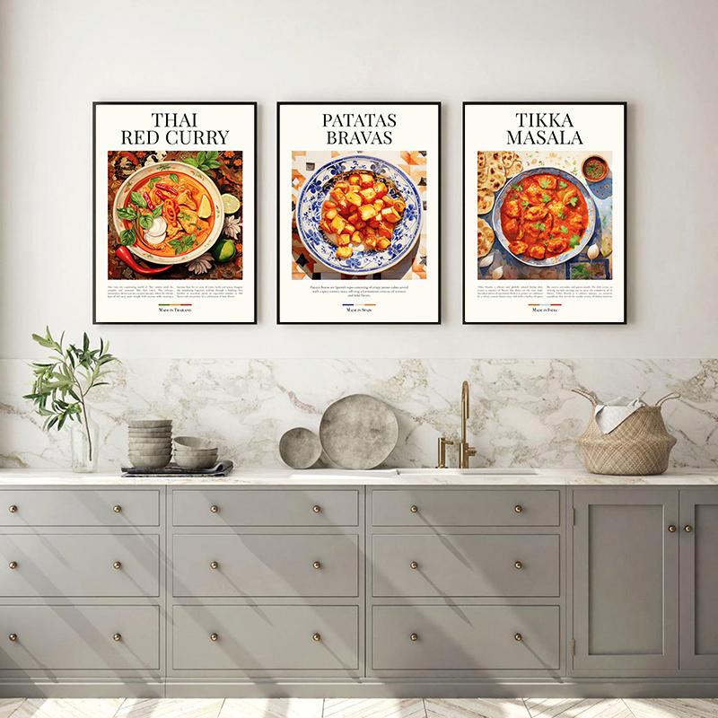 Kitchen Food Poster Patatas Bravas Churros Pizza Pancakes Canvas Painting Prints Wall Picture for Bar Dining Room Home Decor