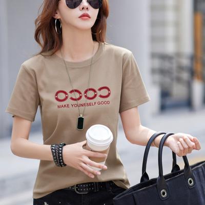 Summer Women's T-shirt Round Neck Printed Letter Short Sleeve Top