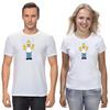 The Simpsons,Homer,Marge,Bart,Lisa Figure, Short Sleeve White-Black Men's / Women's T Shirt L046