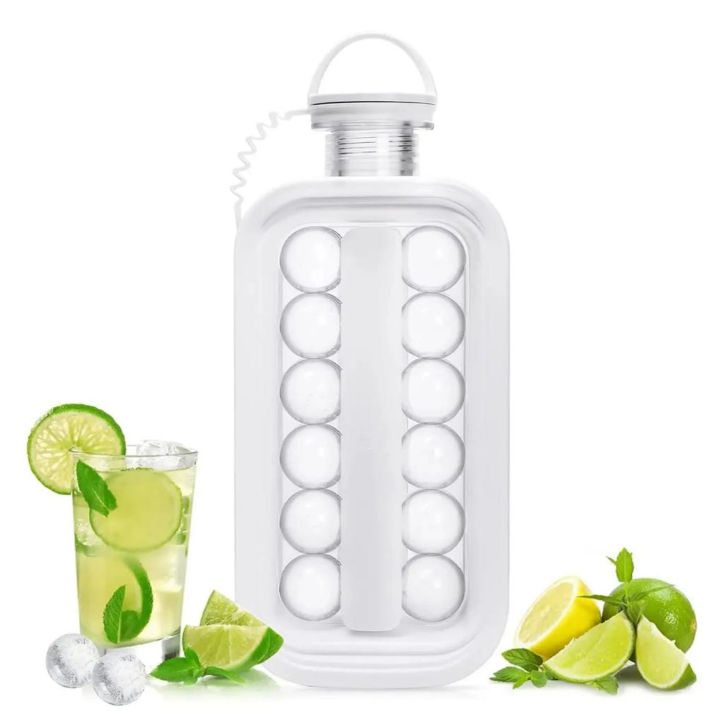 Hot Selling Convenient 2-in-1 Silicone Ice Making Water Bottle with 17 Cooling Ice Tray, Ice Cream Whiskey, Folding Ice Maker