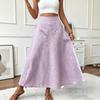 Damen High Waist A-Linien Rock mit elastischem Bund Farbe Lässiger Rock für den Alltag