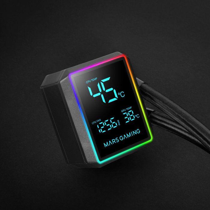 Refroidissement Liquide AIO - MARS GAMING - ML-LCDPRO360 - 600W TDP - 3 Ventilateurs ARGB - Écran LCD 2,8"