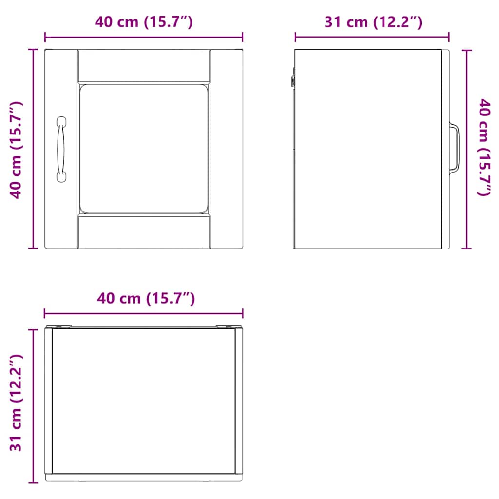 Wall Mounted Glass Cabinet PORTO Grey Sonoma 40 x 31 x 40 cm