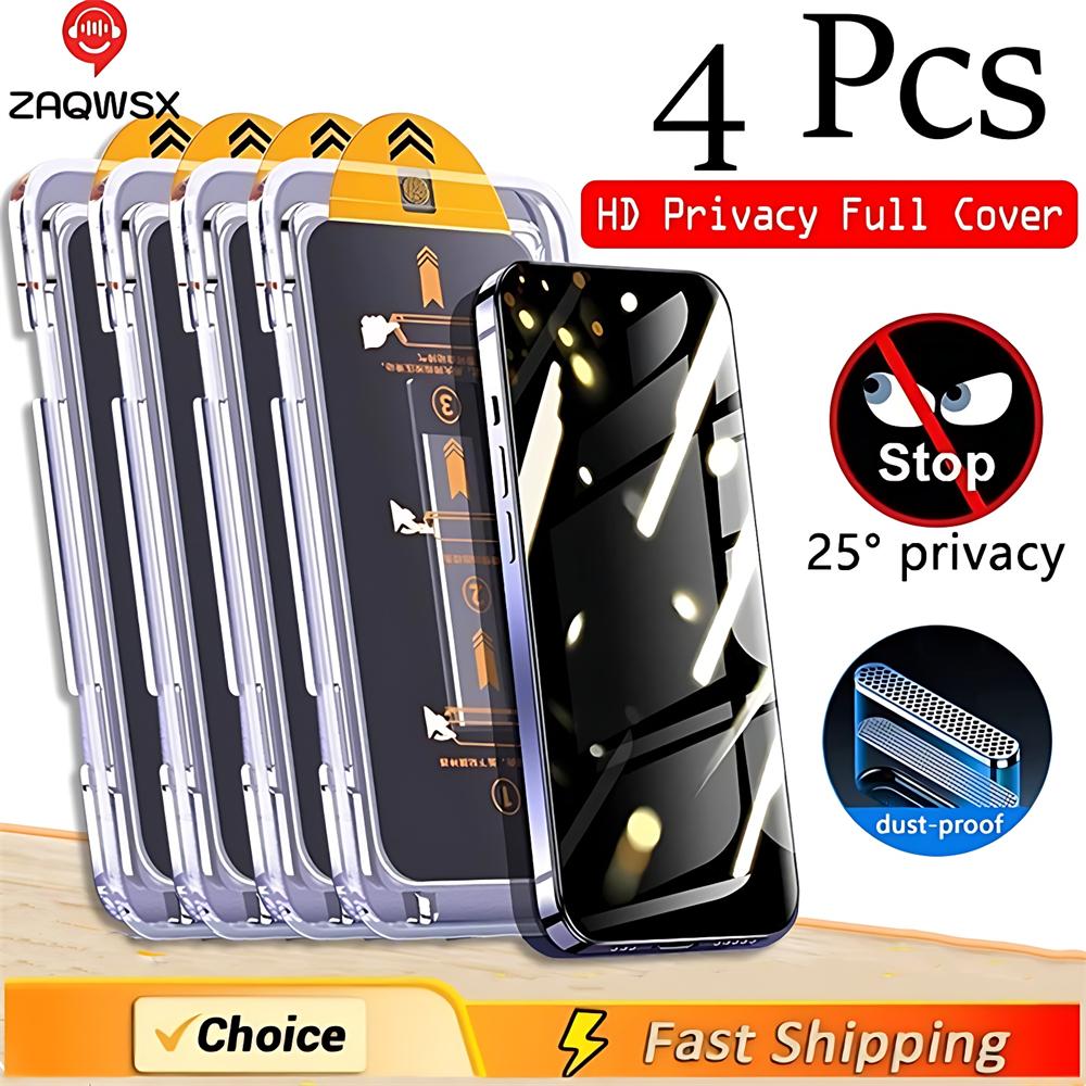 3-5Pcs Dust Free Kit Privacy Anti-Spy HD Clear 9H Tempered Glass For iPhone 15 14 Plus 13 12 11 XS Pro Max X XR Screen Protector