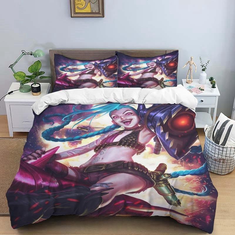 Cartoon Game Jinx Arcane_ League of Legends Bedding Set King Twin Double Child 3 Piece Mircofiber or Polyester Duvet Cover Sets