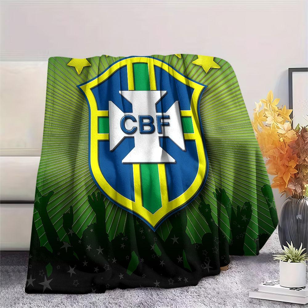 Brazil National Team CBF Printed Flannel Blanket, soft throw for bedroom sofa, washable,soccer fan merchandise, great gift.