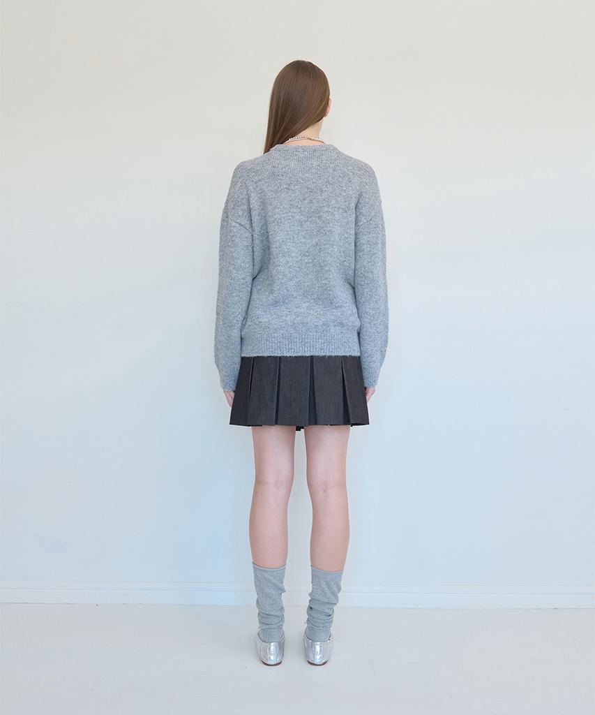 PISCESS Hairy Jacquard Sweater_Gray