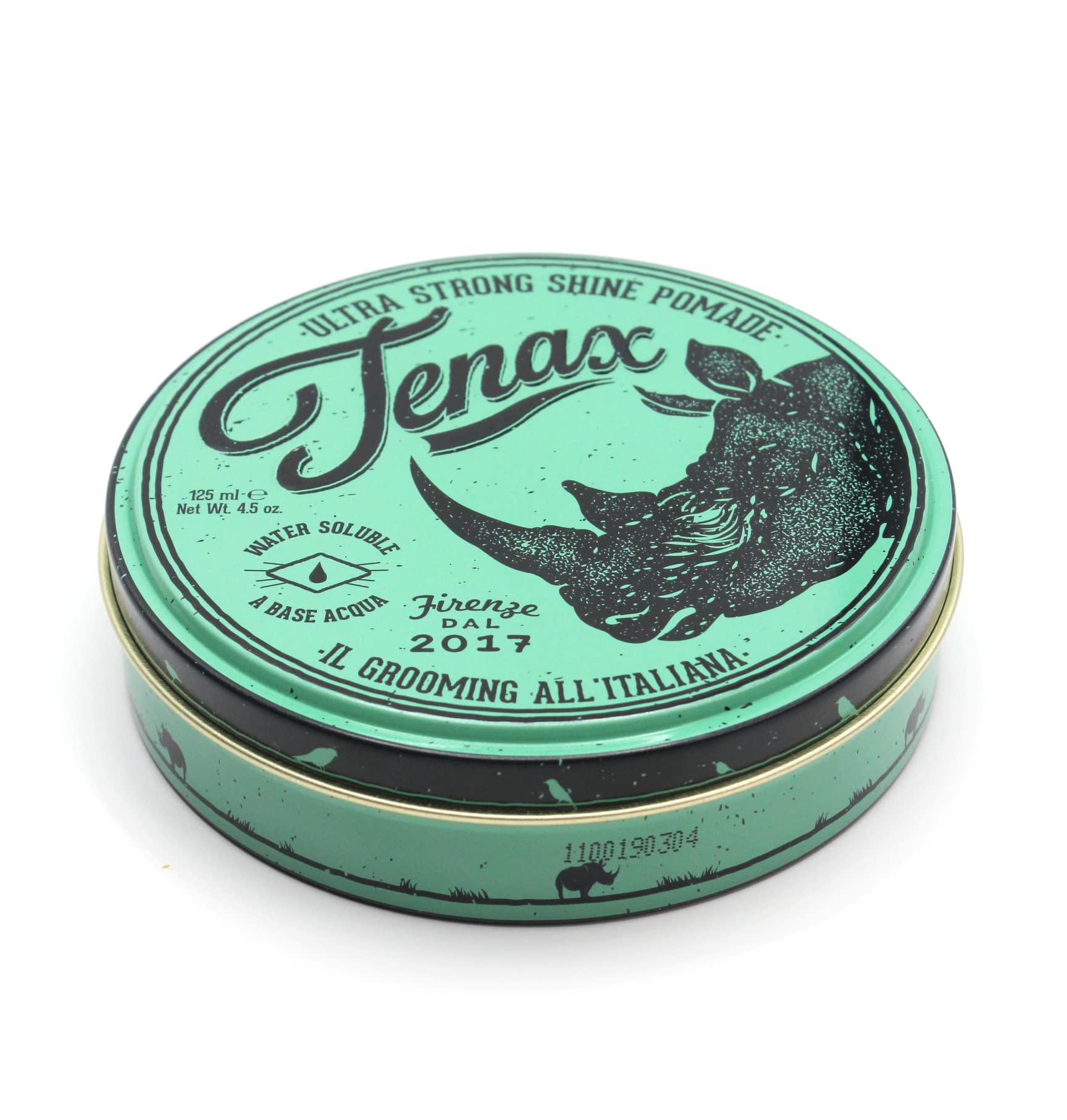 Tenax Pomade Extra Strong Wax for Men, with a sophisticated scent blended with lavender and other ingredients. Water-based hair styling product, made