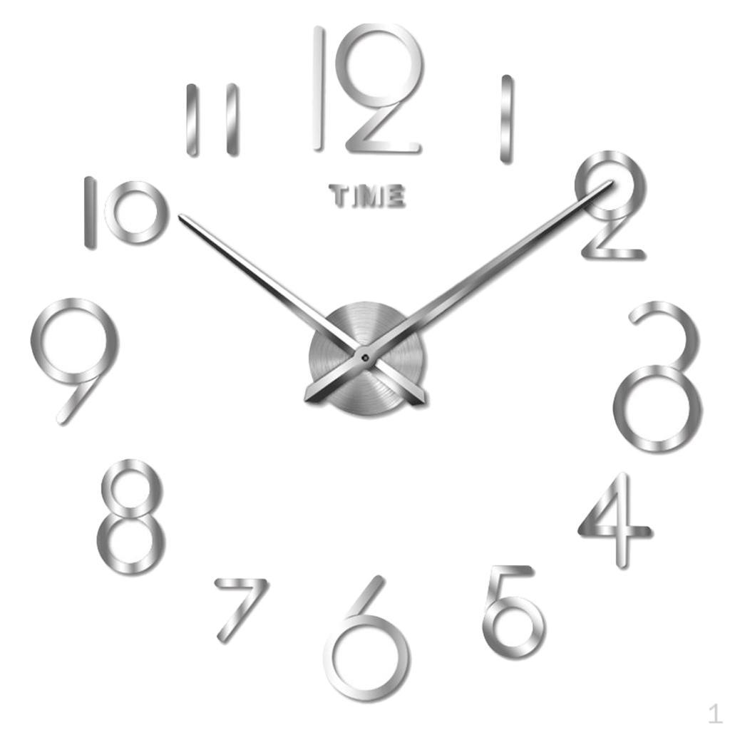 

3 Настенные часы Креативные Зеркальные Поверхности Домашние Наклейки Часы серебряный
