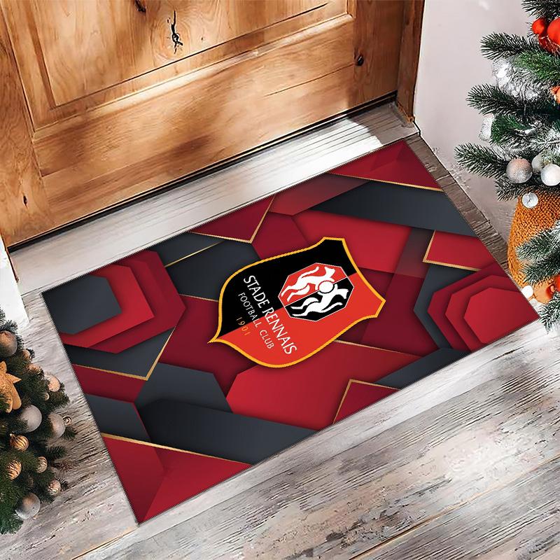 Stade Rennais FC Soccer Football Pattern Soft Area Rug Non Slip Indoor Floor Carpet Sports Decor Mat for Bedroom