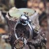 Adjustable Open Ring Men Women Sterling Crown Frog Design Vintage Artisan Jewelry