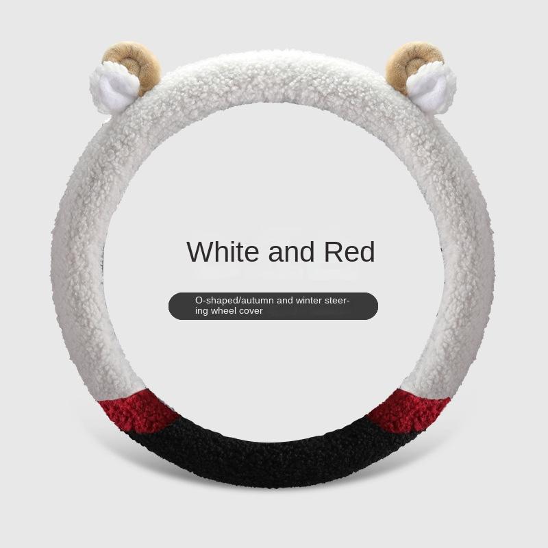 Autumn Winter Plush Steering Wheel Cover Car Warm Steering Wheel Cover Cartoon Warm Cute Car Steering Wheel Cover Cute Deer Horn
