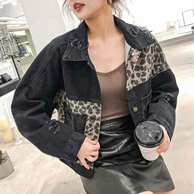Women's Short Denim Jacket POLO Collar Splicing Loose Comfortable Casual Long Sleeved Spring Autumn Jacket