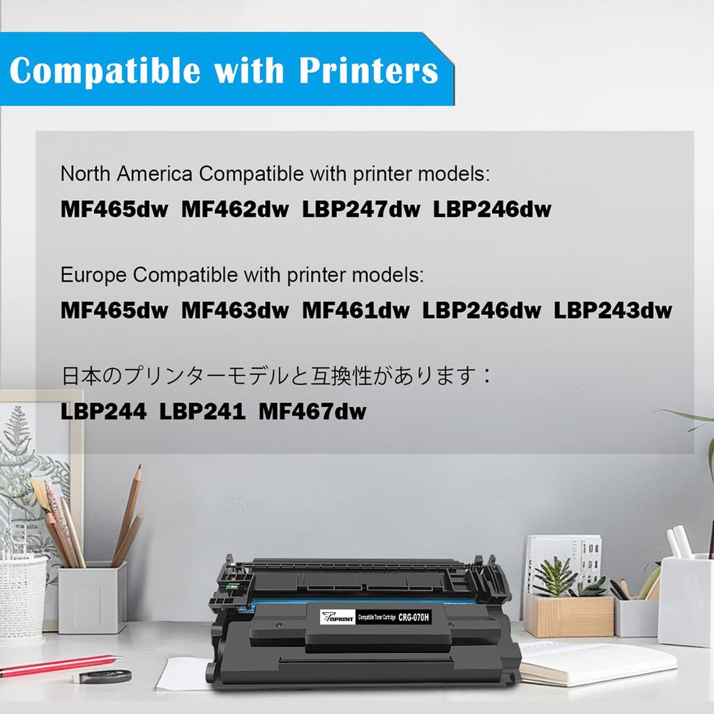 Compatible Toner Cartridge 5640C003 for Canon High Yield Compatible with Canon Satera and LBP241 Printers CRG-070H (070 CRG-070), (10,200 Pages),