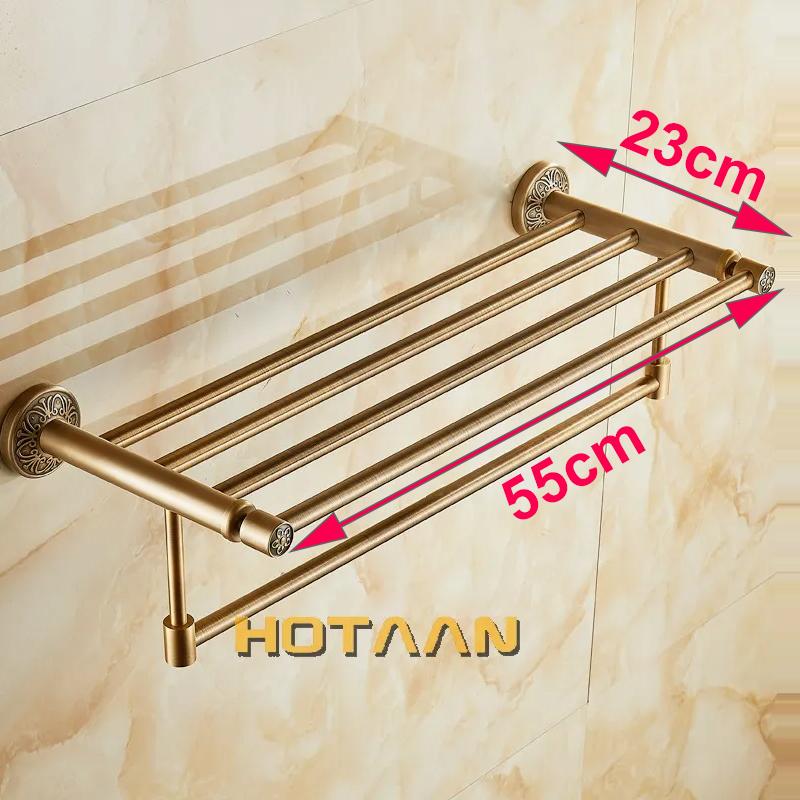 Aluminum Wall Mounted Square Antique Brass Bath Towel Rack Active Bathroom Towel Holder Double Towel Shelf Bathroom Accessories