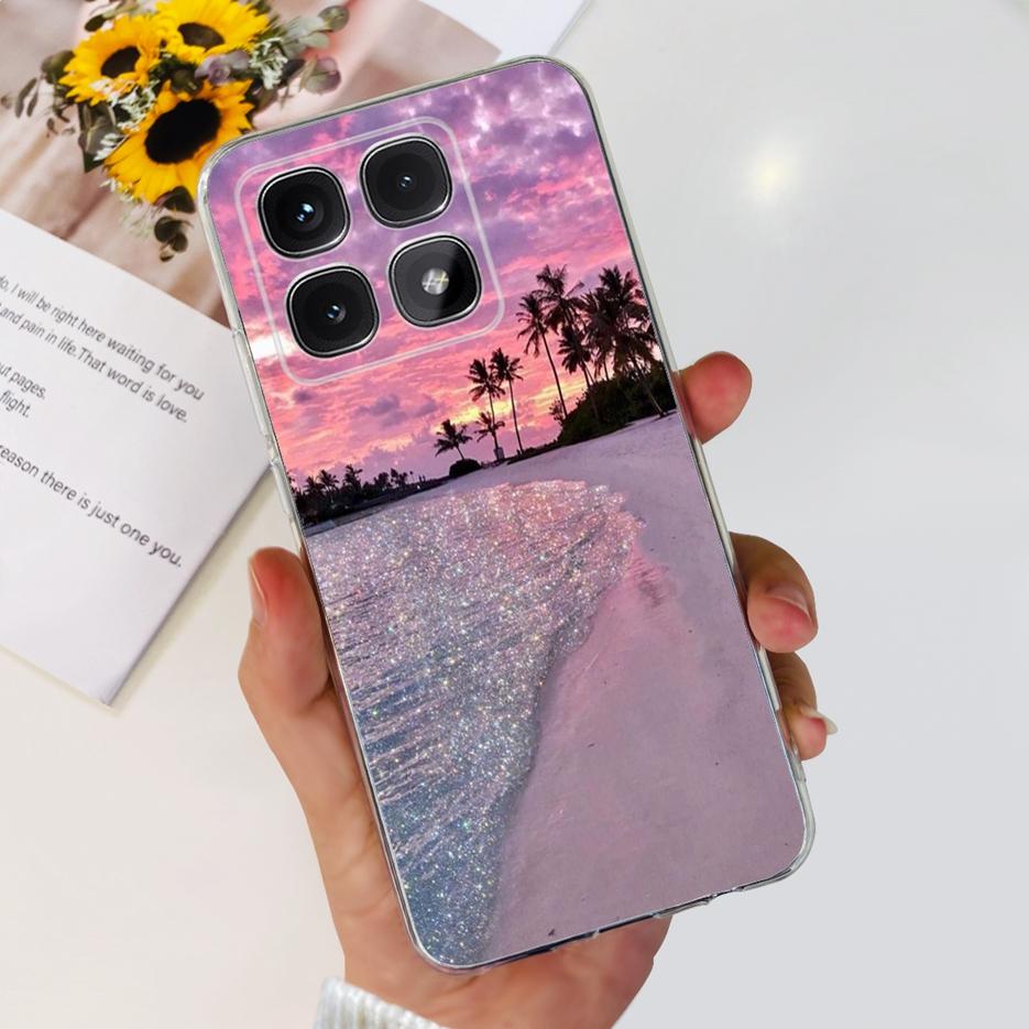 For Xiaomi 14T Pro Case Stylish Flowers Painted Cover 6.67'' Clear Silicone Phone Case For Xiaomi Mi 14T 14TPro Mi14T Soft Shell