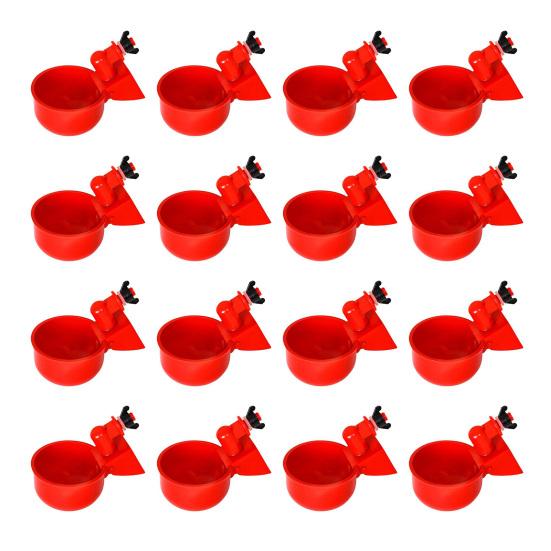 16 Pcs Automatic Chicken Water Cup Plastic Chicken Watering System Poultry Water Feeder Cup for Chicken Duck Goose Turkey
