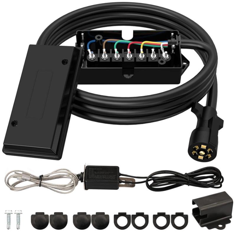 

7-Way 8-Foot Trailer Wiring Harness Kit with Junction Box and Breakaway Switch