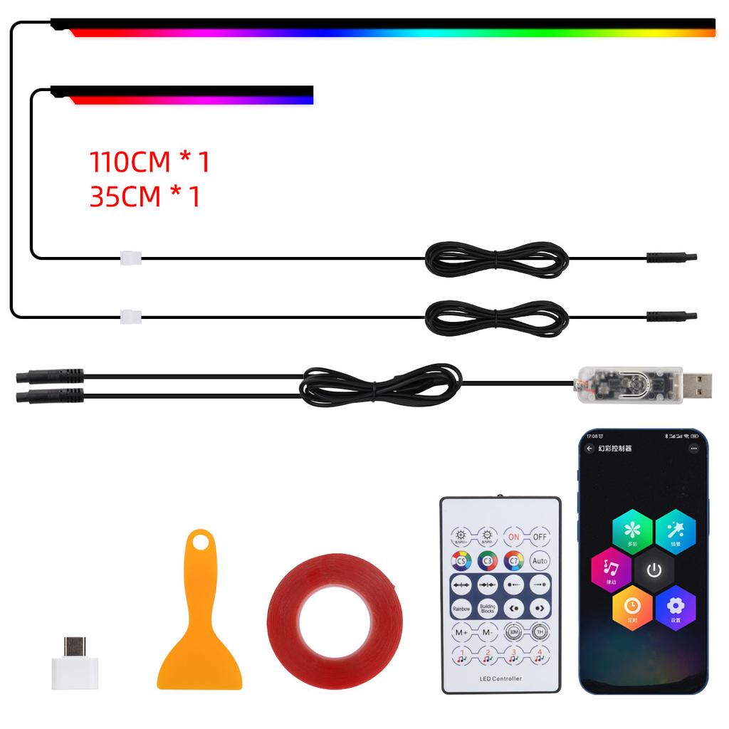 Uniwersalne Symfoniczne Światła Ambientowe do Samochodu LED Wnętrze RGB Streamer Lampa Atmosferyczna USB Sterowanie Aplikacją Pilot do Tesla Model 3 Y S X