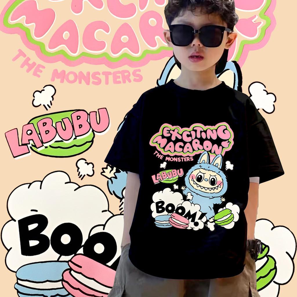 New Labubu Children's T-shirt Comfortable Design Soft and Breathable Round Neck Short Sleeve Loose Boys' Top Suitable for Play