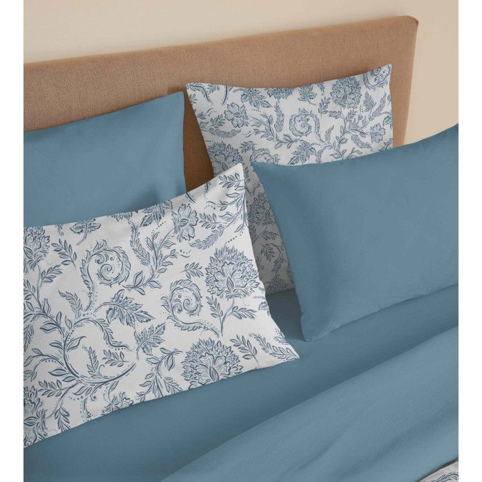 Pack complet housse de couette réversible "Vanessa" 6 pièces pour lit 160 x 200 Salma Bleu