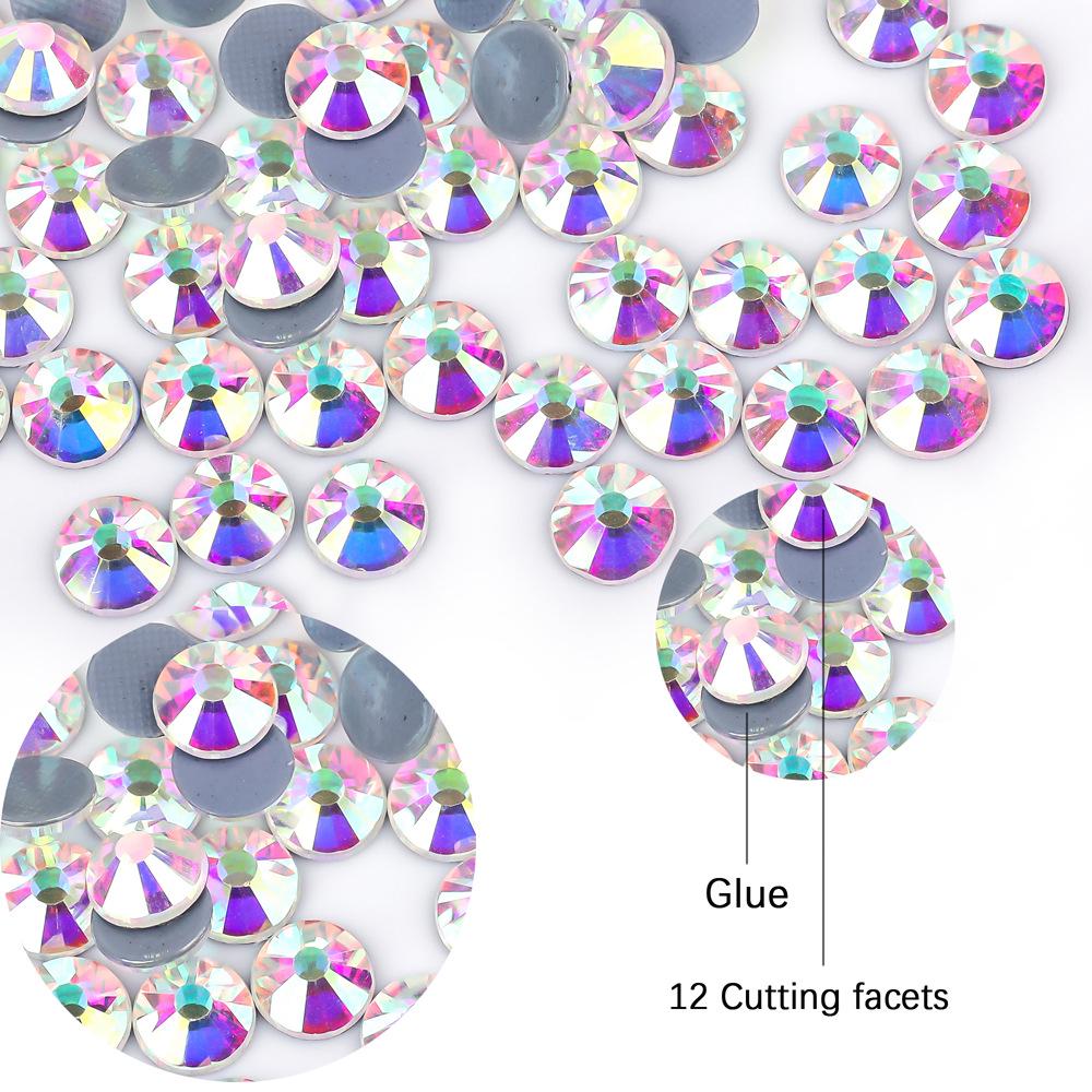 White AB Hotfix Glass Crystal Rhinestones for DIY Clothing & Phone Accessories - Medium Flatback Glue Rhinestones