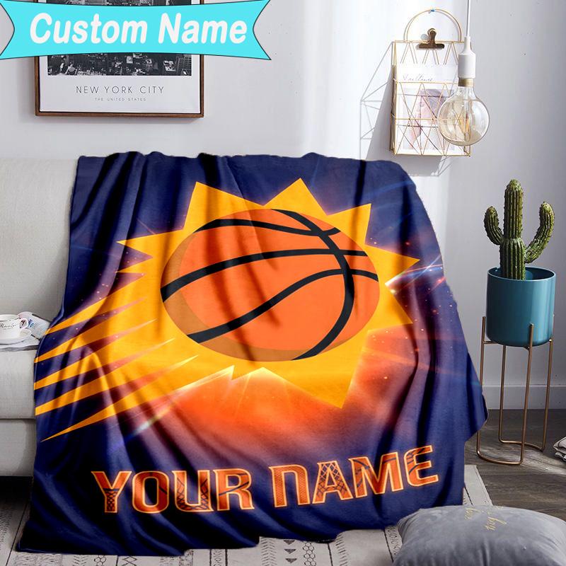 Custom Name Blanket Suns Basketball Artwork Blanket Bedding Blanket for Travel, Camping, Living Rooms, Offices, Sofas, Fan Christmas gift