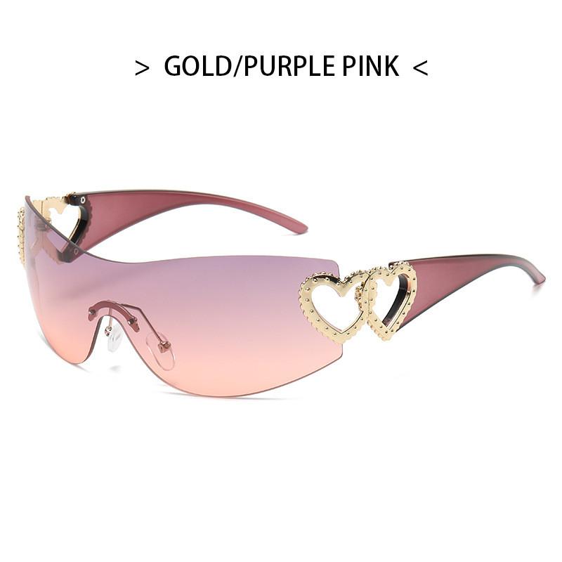 Y2k Herz Sonnenbrille Mode Randlos UV400 Sonnenschutz Für Street Style