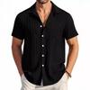 Herren Freizeithemden mit Knopfleiste und Tasche Kurzarm Texturiert Sommerurlaub Strand Hochzeit Hemd
