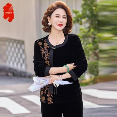 Nouvelle Blouse Brodée en Velours Doré Style Chinois