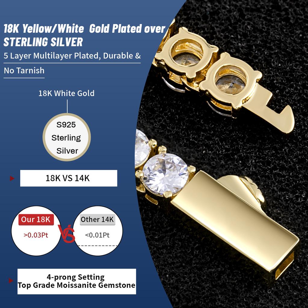 S925 Silver Hip Hop Bracelet Light Luxury High Sense Rap Full Diamond European and American Necklace