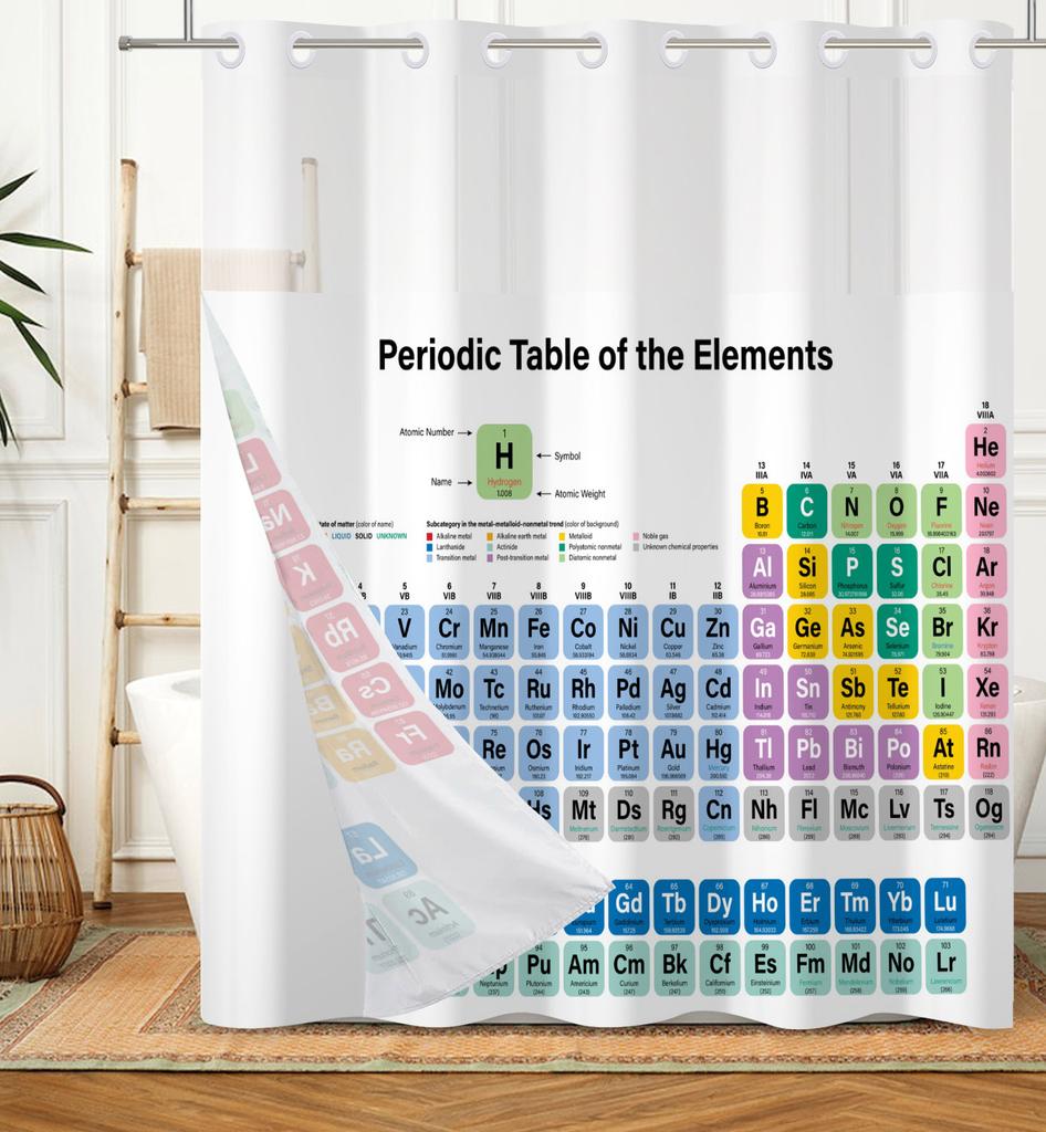 Creative Element Periodic Table Shower Curtain Modern Chemistry Pattern Waterproof Double Layer Bathroom Curtains Decoration