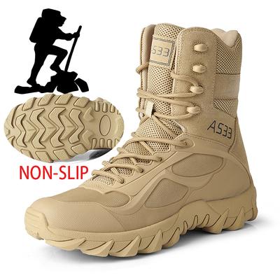 Hot Sale Men’s Tactical Boots Autumn Lightweight Plus Size Side-zip Mesh US Combat Boots Outdoor Durable Hiking Desert Work Boot