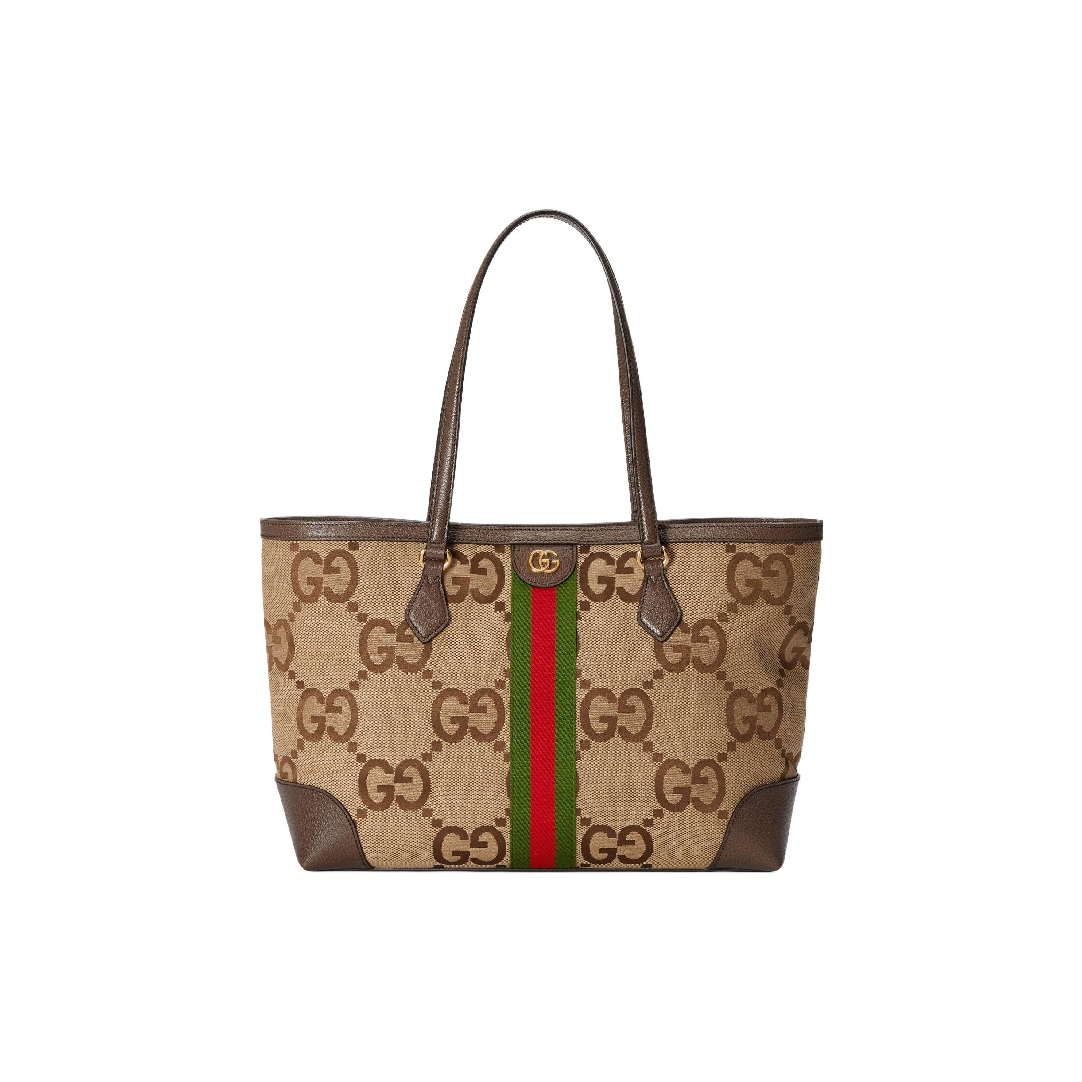 

Gucci Ophidia GG Jumbo Canvas Medium Tote Bag, Beige Ebony with Web Stripe & Gold GG, Women s Shoulder Handbag for Daily Travel 631685-UKMDG-2570 Basic Set (Bag+Dust Bag)