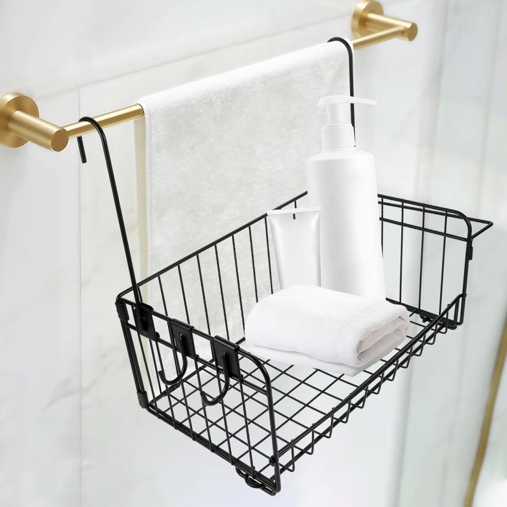 LEDMOMO Bathroom Hanging Basket, Wire Basket, Large Capacity, Steel, Rust-Resistant, for Bathroom, Kitchen, Washroom, Towels, Shampoo Bottles, Storage