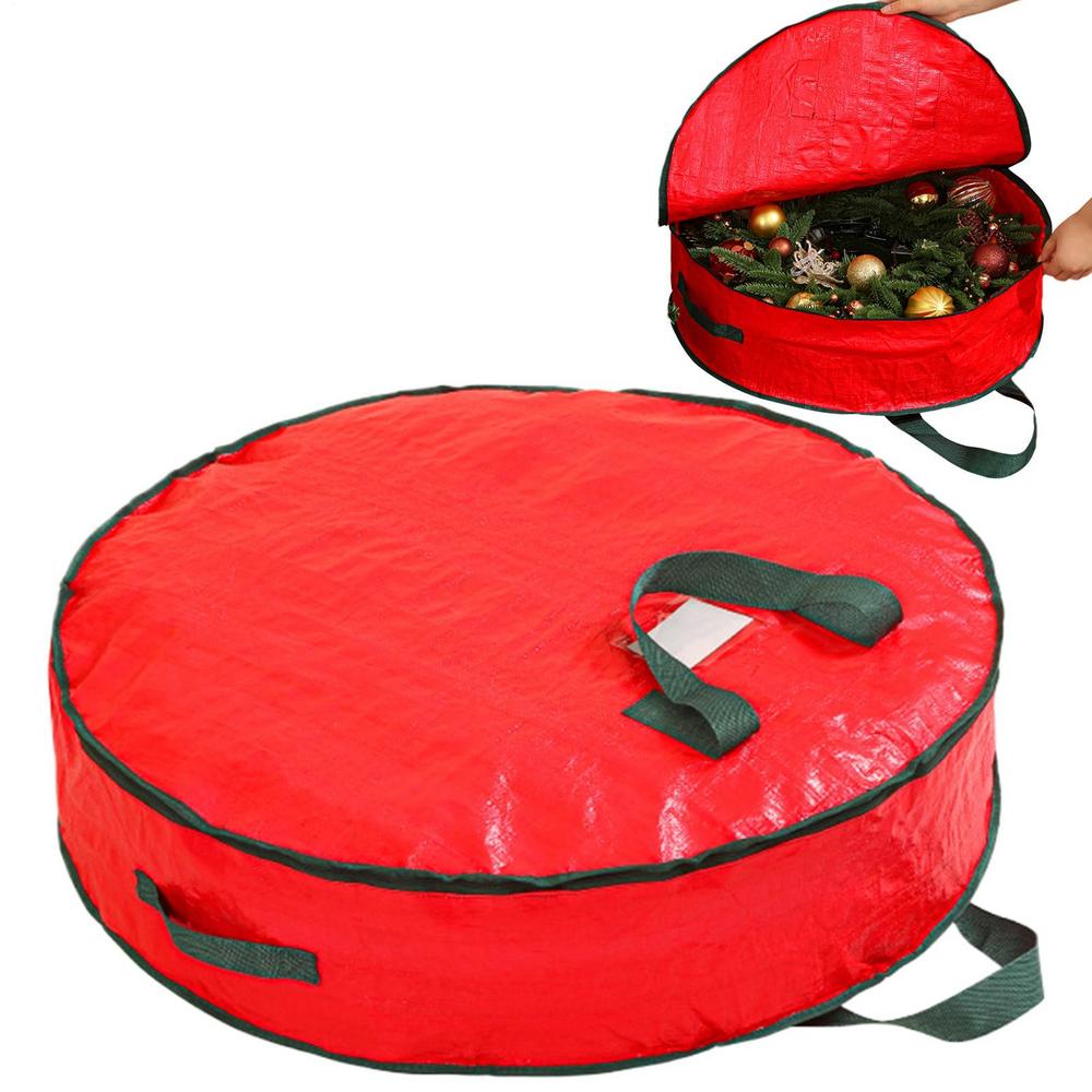 Wreath Storage Bag Wreath Christmas Decor Storage Box Waterproof Organizer Holder Zipper Pouch For Thanksgiving Car Moving