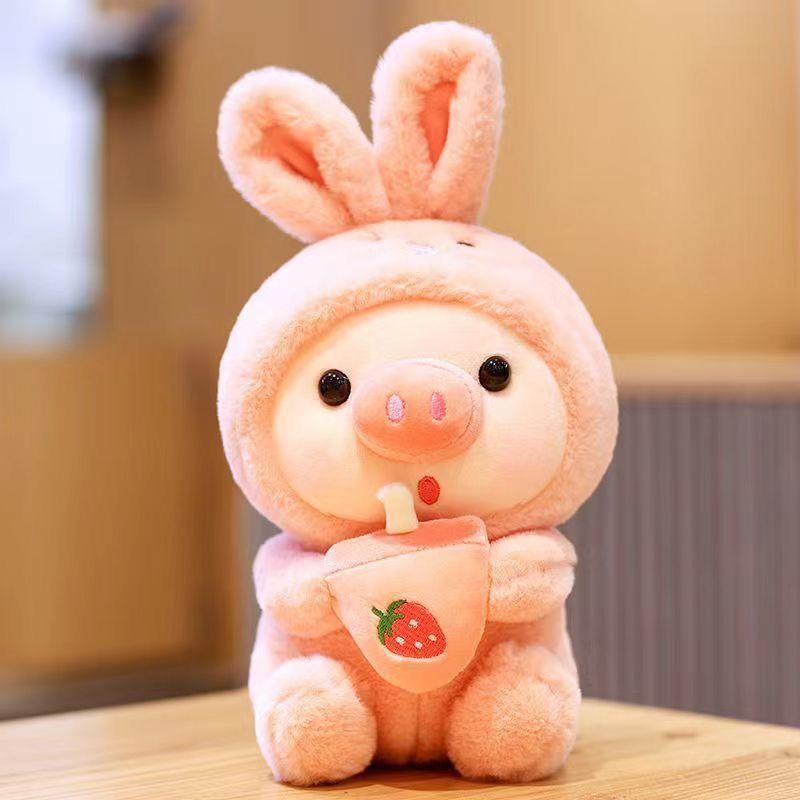 Milk tea pig doll cute bunny doll turned into frog doll cute bunny doll birthday gift