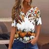 Women's T Shirt Halloween Print Button Short Sleeve Daily Weekend Fashion Basic V- Neck Regular Top