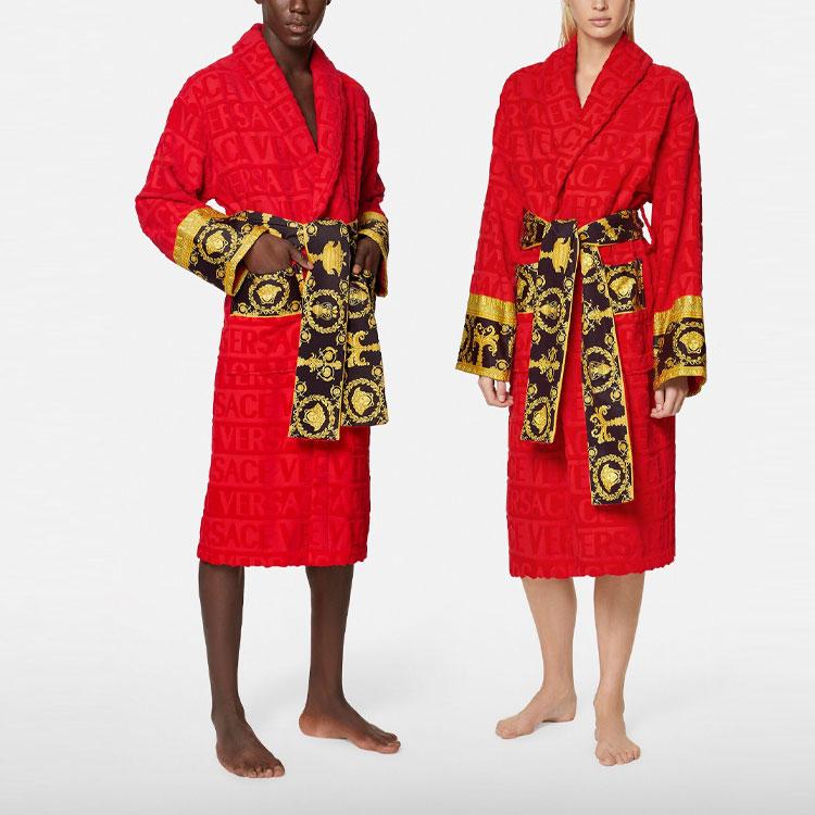 Versace I Heart Baroque Bath Robe Red Unisex Tops ZACJ00008-ZCOSP052-Z4003
