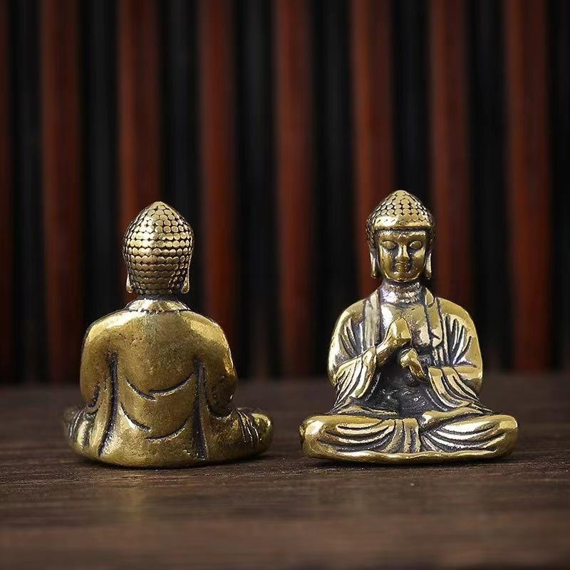 Mini Buddha Statue Pure Copper Shakyamuni Buddha Figurine with Intricate Detailing Indoor/Outdoor Desktop Decor for Home