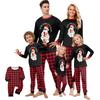 Ebeveynler ve Çocuklar için Uzun Kollu Bisiklet Yaka Üst ve Pantolonlu Aile Eşleşen Noel Baskılı Pijama Takımı