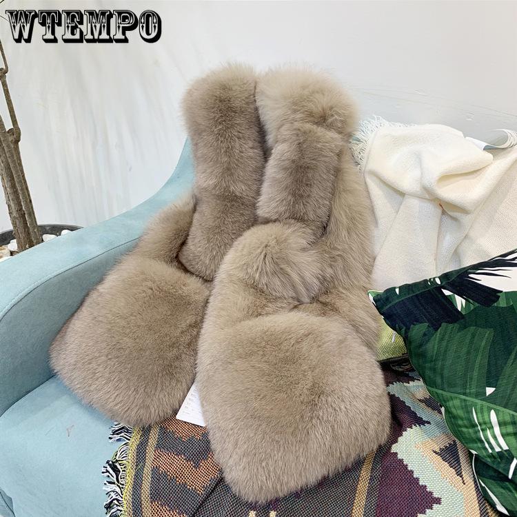 Gilet in Finta Pelliccia di Volpe Autunno Inverno Donna Lunghezza Media Moda Pelliccia Cappotto Unico
