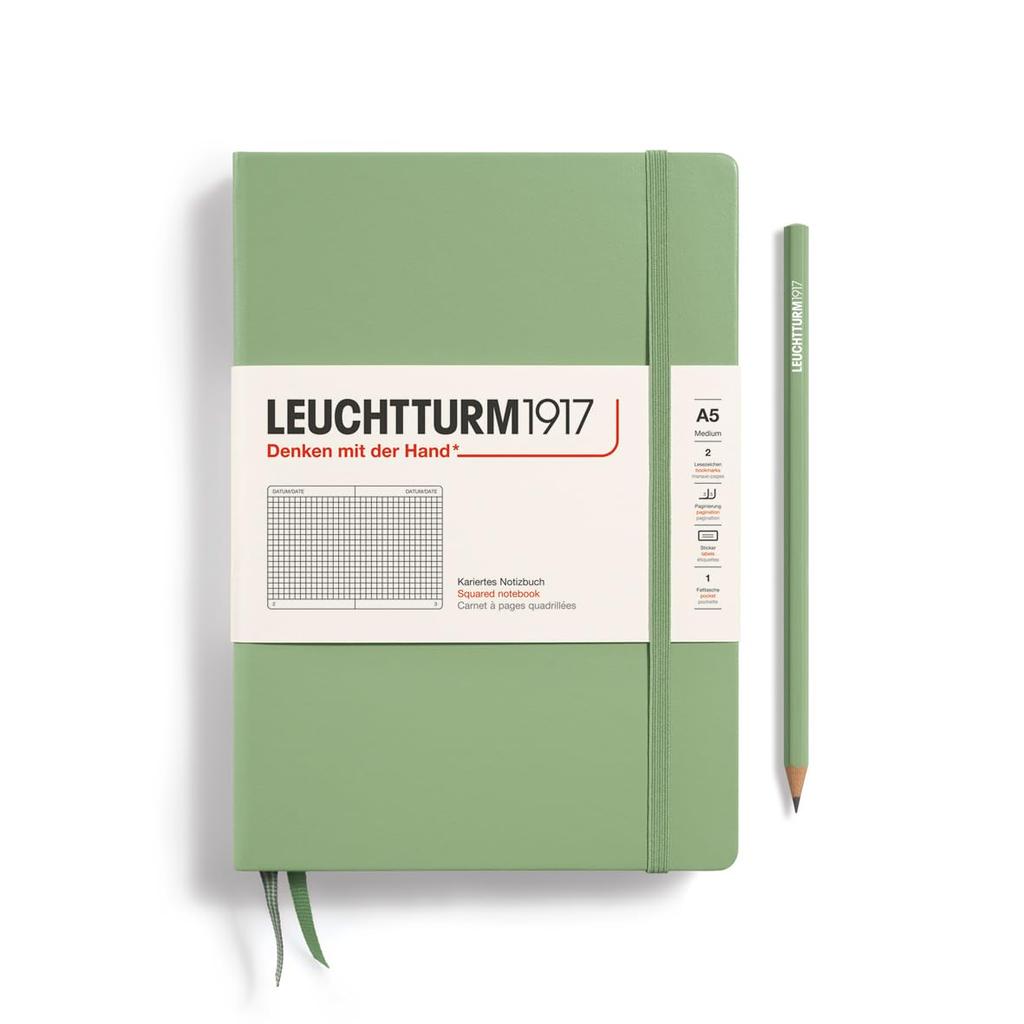 Leuchtturm A5 Grid Officially Imported Notebook, Sage, 361583,