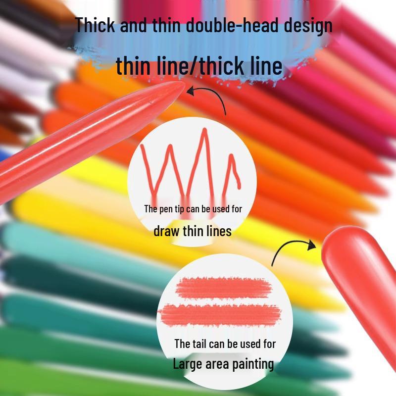 Triangular Washable Children's Crayons - Mess-Free, Double-Ended Doodle Pens for Kids