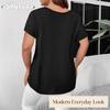 JPNTKY Women's Fashion Casual Solid Color Print O-Neck Short Sleeve Blouses & Shirts